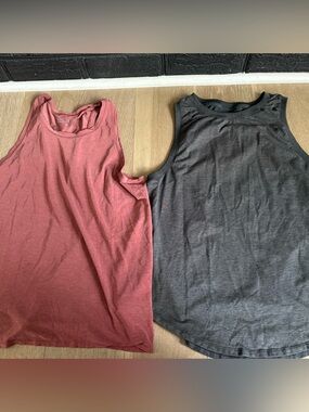 GAP Two-Pack Brushed Tech Jersey Tanks in Rosewood & Charcoal